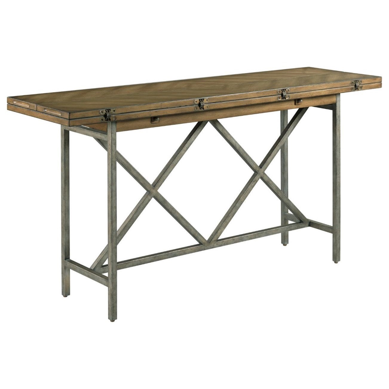 Table Trends Hidden Treasures Flip Top Console with Herringbone Wood Top Sprintz Furniture